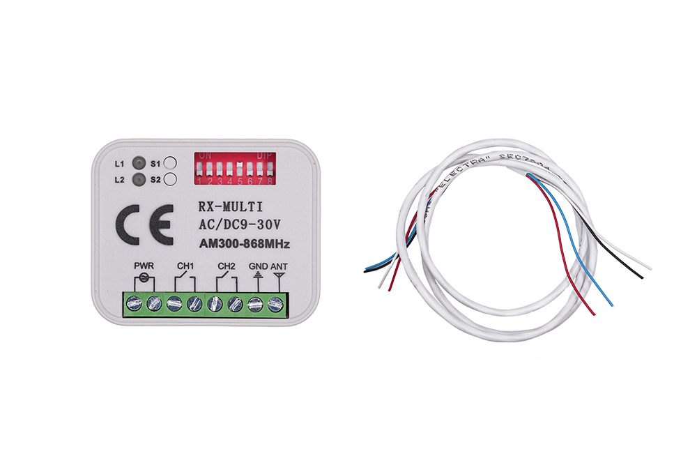 Universal 2 Channel Multi-Code Receiver with Wires for Smart Home Integration - NSD SMART