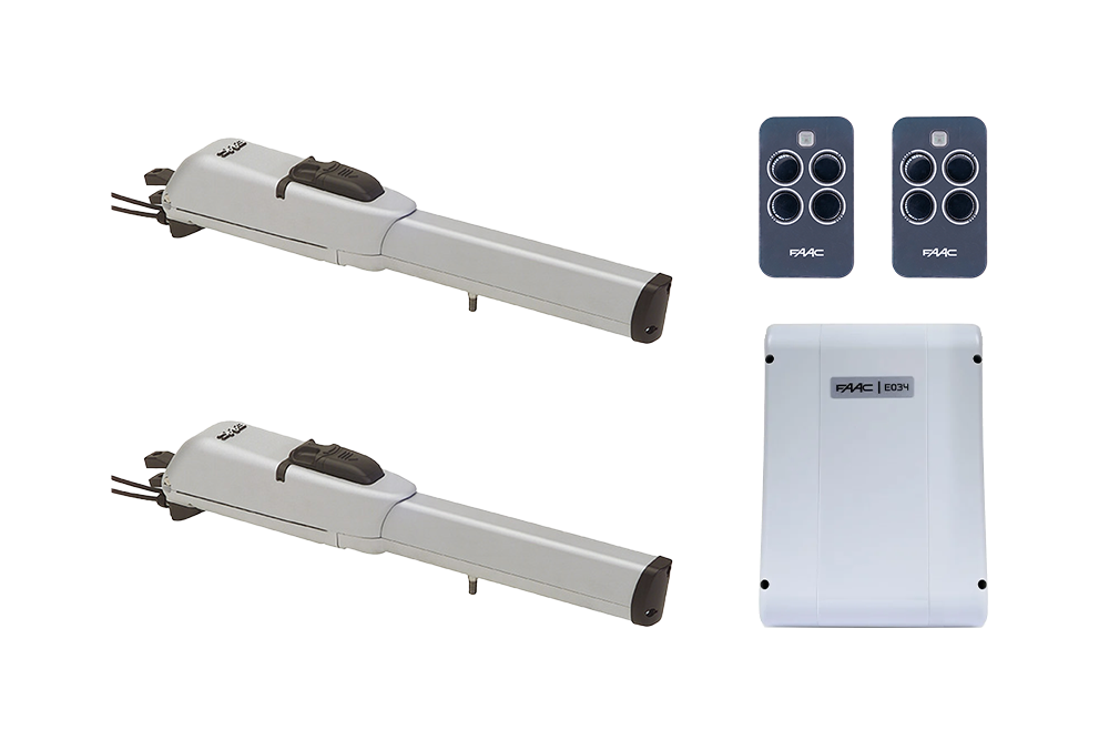 FAAC 413 Double Swing Gate Opener Kit 24V with Control Box and Remotes - NSD SMART