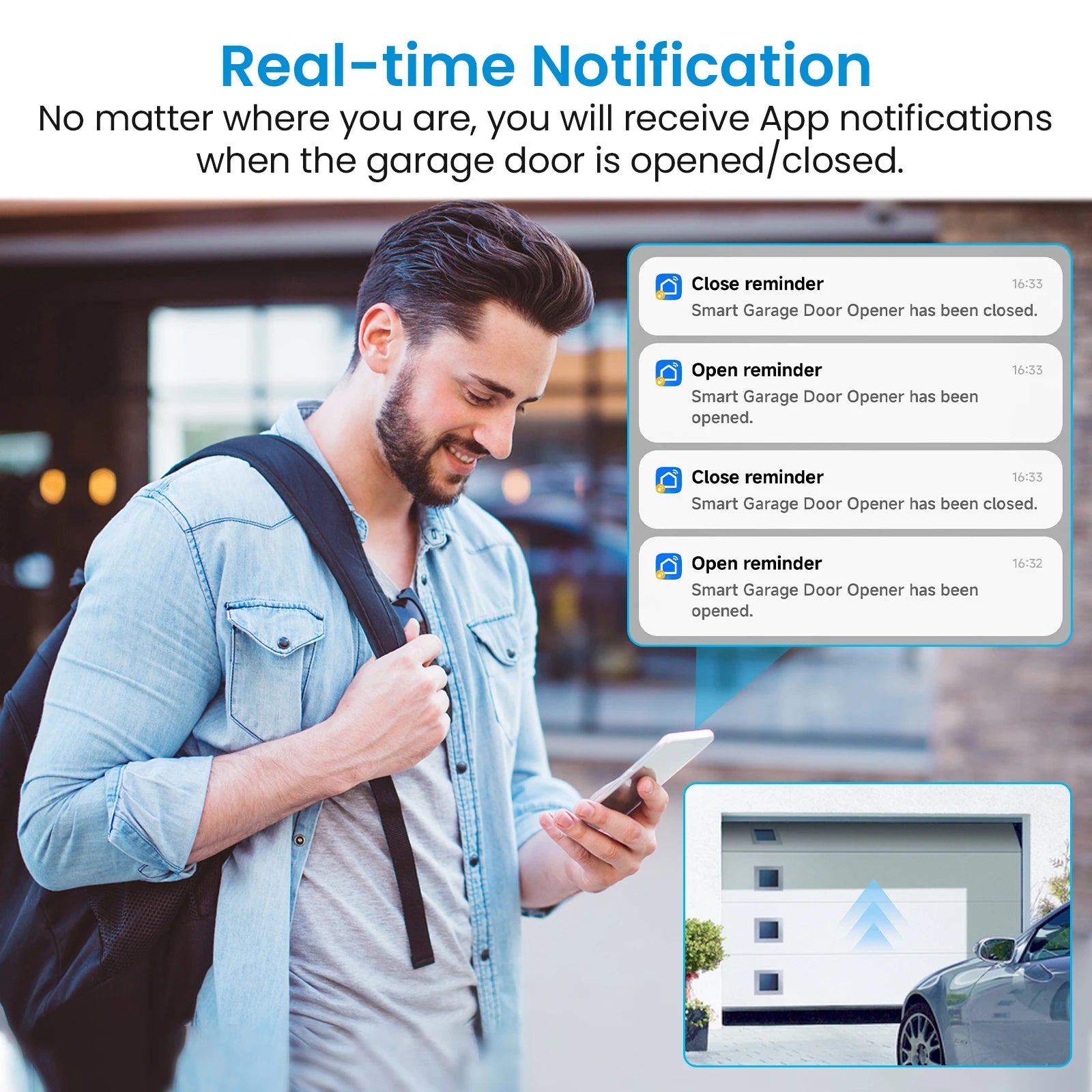 Mobile push notifications for garage door activity and security alerts - NSD SMART