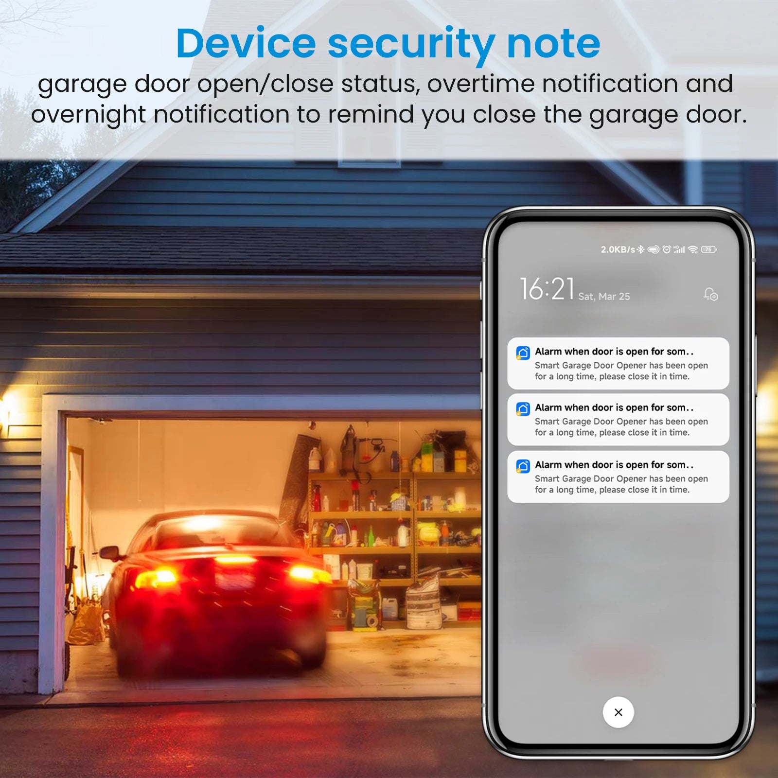 Night time remote access and security monitoring for residential garage doors - NSD SMART