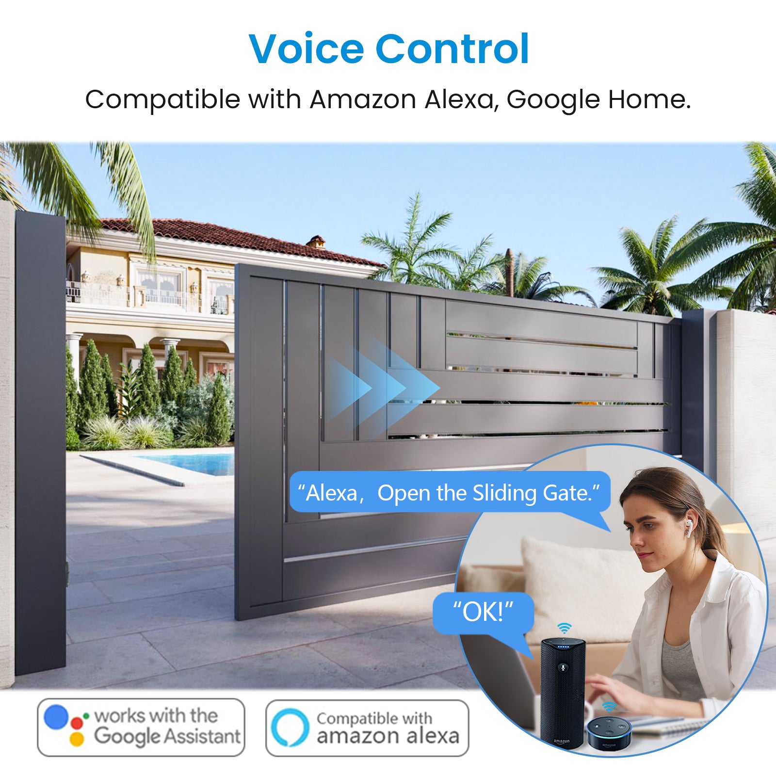 LoraTap voice control gate opener compatible with Alexa and Google Assistant - NSD SMART