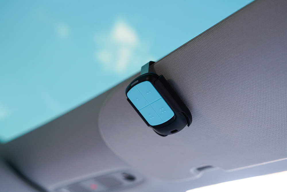 Compact and portable Merlin compatible keyring and visor remote - NSD SMART