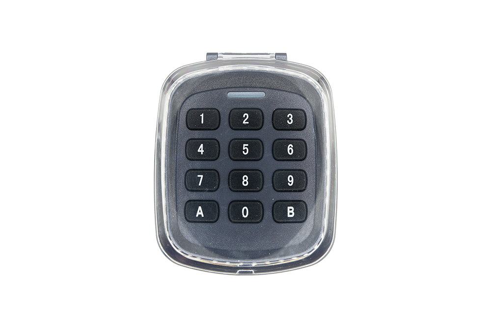 Black universal multi-frequency wireless keypad for garage automation - NSD SMART