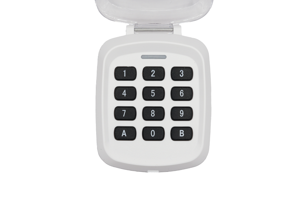 Front view of universal white 280-868MHz keypad opener - NSD SMART