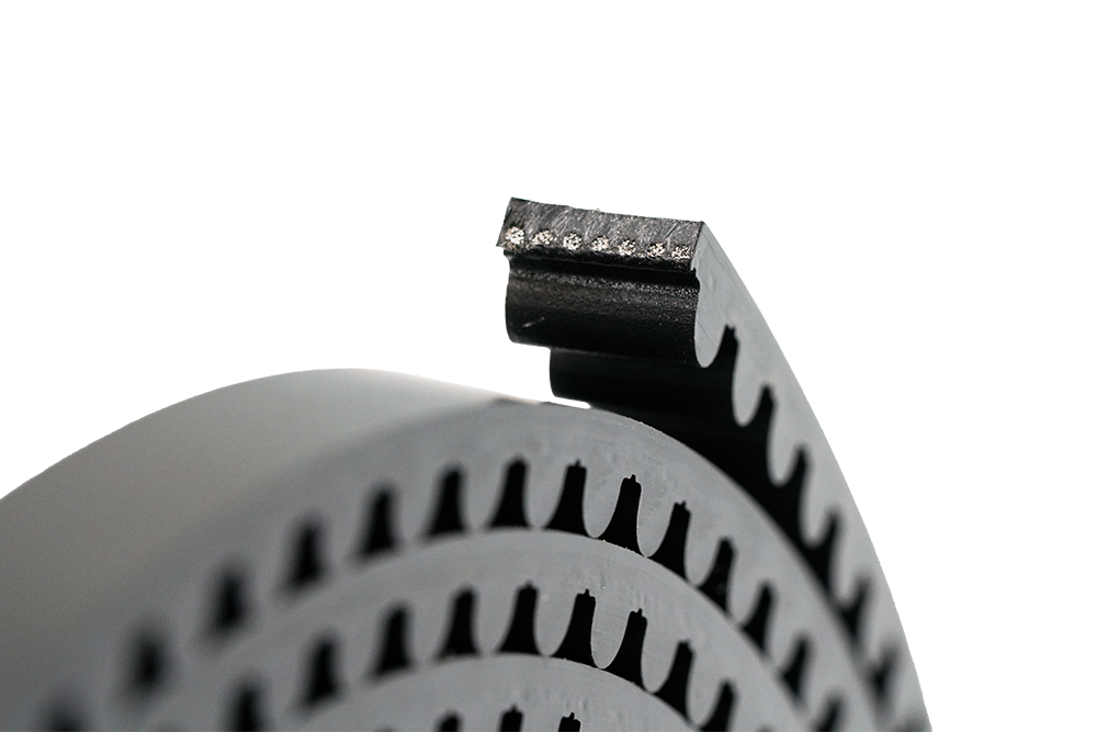 Close-up of reinforced timing belt for garage door openers - NSD SMART