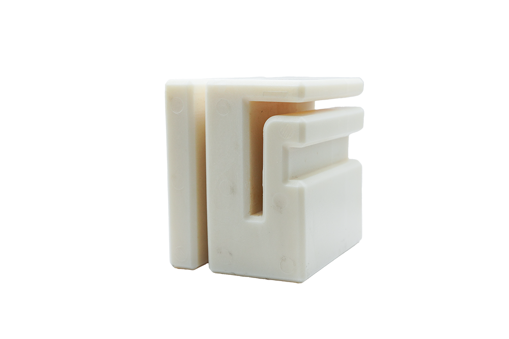 Close-up of durable 75mm white nylon roller guide - NSD SMART